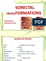 Anorectal Malformations: Presented by Khushveer Kaur