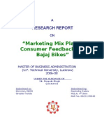 Marketing Mix Plan and Consumer Feedback For Bajaj Bikes