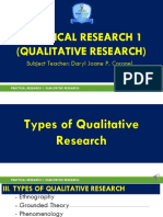 Practical Research 1 (Qualitative Research) : Subject Teacher: Daryl Joane P. Coronel