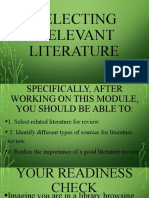 Selecting Relevant Literature