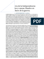 5.1. La Guerra de La Independencia: Antecedentes y Causas. Bandos en Conflicto y Fases de La Guerra