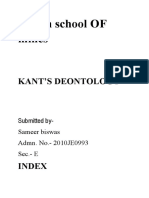 Indian School OF Mines: Kant'S Deontology