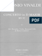 025 - Flute Vivaldi Concerto in D, For Alto Recorder (Or Flute) Violin, Bassoon (Or Cello) and Co