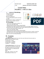 Lesson Notes: ENGLISH 11 - UNIT 15: Cities