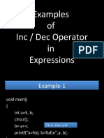 Examples of Inc / Dec Operator in Expressions