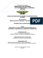 Analisis de La Legislacion Relacionada Con La Seguridad y Defensa de La Rep Dom Autor CN Juan Candido Pena Ogando