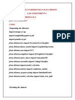 Data Warehouse & Data Mining Lab Assignment-4 Name:Sai Subhikshaa.K.A REG NO:19MID0037 Code