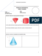 Prueba de Geometria Cuerpos Geometricos Cono y Cilindro 1º Medio B