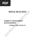 Mock MCQ Test: Subject: Investment Management