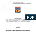 Materia: Memoria Técnica Cálculo Pozo Absorbente: Declaracion de Impacto Ambiental de