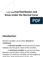 The Normal Distribution and Areas Under The Normal Curve