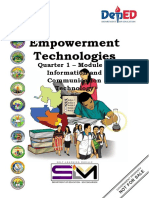 Empowerment Technologies: Quarter 1 - 1: Information and Commu Nication Technology