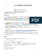 Module 1: Algebraic Expressions: y Xy X