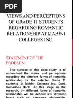 Views and Perceptions of Grade 11 Students Regarding Romantic Relationship at Mabini Colleges Inc