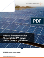 Inverter Transformers For Photovoltaic (PV) Power Plants: Generic Guidelines