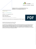 Le Processus Historique de La Modernité Et La Possibilité de La Liberté