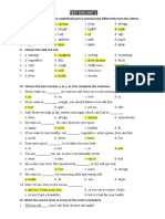 Test For Unit 2: I. Choose The Word Whose Underlined Part Is Pronounced Differently From The Others