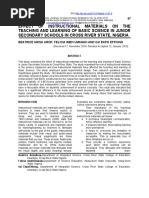 Effect of Instructional Materials On The Teaching and Learning of Basic Science in Junior Secondary Schools in Cross River State, Nigeria