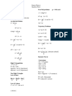 Honors Physics Equations