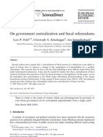 On Government Centralization and Fiscal Referendums: Lars P. Feld, Christoph A. Schaltegger, Jan Schnellenbach