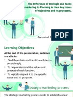 The Difference of Strategic and Tactic Marketing To Planning in Their Key Terms of Objectives and Its Processes