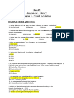 Class IX Assignment - History Chapter 1 - French Revolution: Multiple Choice Questions