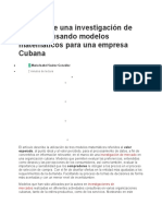 Ejemplo de Una Investigación de Mercado Usando Modelos Matemáticos para Una Empresa Cubana