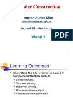 Compiler Construction: Instructor: Aunsia Khan