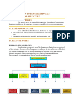 I. Introduction To Housekeeping and Organizational Structure Ii. Content Summary