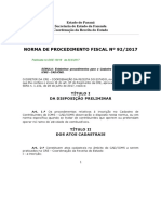 NPF 092 2017 - Norma Inscrição Alteração Baixa Cancelamento CAD ICMS