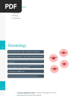 A. Ethical Theories: 1. Deontology 2. Teleology 3. Utilitarianism