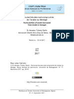 DR Amadou Tidiany Diallo, Particularités Des Mots Empruntés de L'arabe Au Sénégal