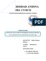 Determinantes Del Empleo Informal de La Generacion Z en La Region Del Cusco 2017