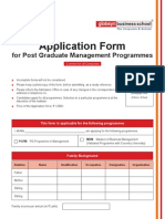 Application Form: For Post Graduate Management Programmes