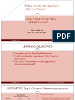 Completing The Accounting Cycle: Service Concern: Subject-Descriptive Title Subject - Code