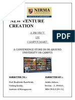 New Venture Creation: A Project ON Campus Mart: A Convenience Store in or Around University or Campus