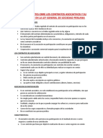 Algunso Apuntes Obre Los Contratos Asociativos y Su Tratamiento en La Ley General de Sociedad Peruana