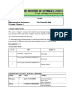 Course Title Pharmaceutical Biochemistry (Organic Chemistry) Teacher Miss Kanwal Irshad