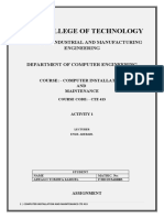 Computer Installation and Maintenance CTE413 REPORT