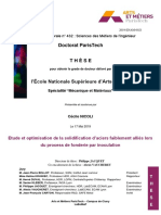 Etude Et Optimisation de La Solidification D'aciers Faiblement Alliés Lors Du Process de Fonderie Par Inoculation