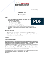 Grade: X Sub: Chemistry Experiment No. 3 Reactivity Series Aim