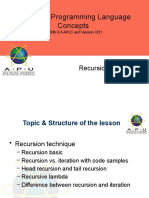 Advanced Programming Language Concepts: Recursion