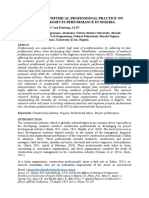 The Effects of Unethical Professional Practice On Construction Projects Performance in Nigeria