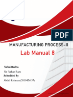 Manufacturing Process-Ii: Lab Manual 8