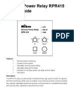 Reverse Power Relay RPR415 User's Guide: Features