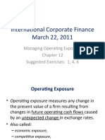 International Corporate Finance March 22, 2011: Managing Operating Exposure Suggested Exercises: 1, 4, 6