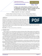 The Effect of Liquidity Ratio and Activity Ratio On Profit Growth With Company Size, Leverage, and Return On Assets As Control Variables in Coal Mining Companies Listed On The Indonesia Stock Exchange