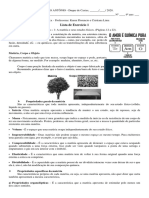 Lista de Exercício 1 9°ano Química