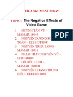 The Negative Effects of Video Game: Counter-Argument Essay Topic