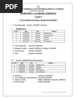 Academic Schedule Grade 9 - 2021-2022